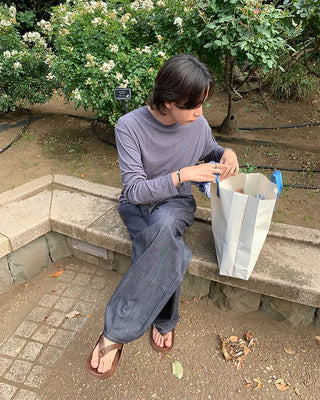 Pastel linen long-sleeved T-shirt