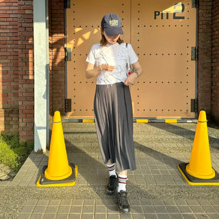 Pintuck pleated long skirt