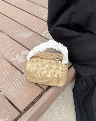 Shirred rattan square bag