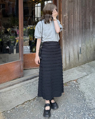 Wave frill long skirt