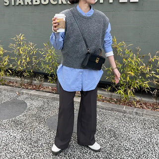Basic Round Neck Knit Vest