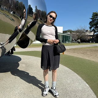 Checked midi skirt