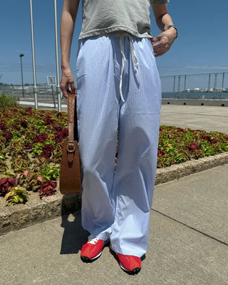 Color-blocked mini striped pants