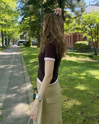 Rayon blend short-sleeved T-shirt