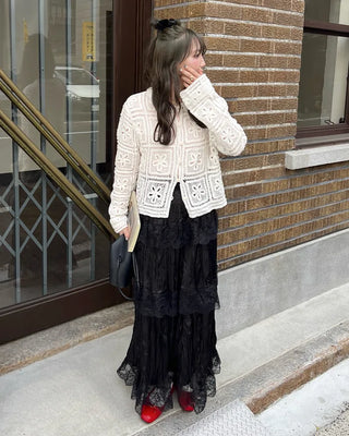 Floral Vintage Crochet Collar Cardigan