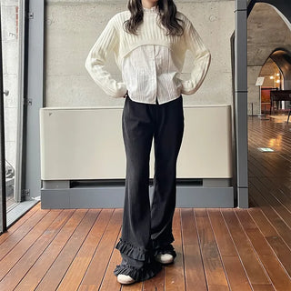 Ribbed Frill Banding Pants
