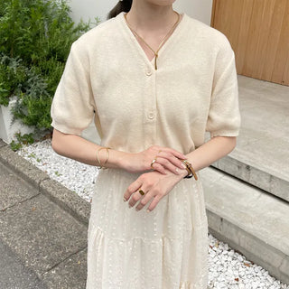 V-neck knit cardigan