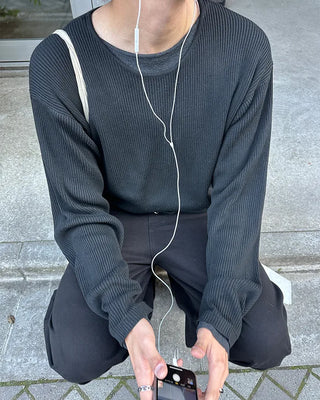 Crop-fit layered knit