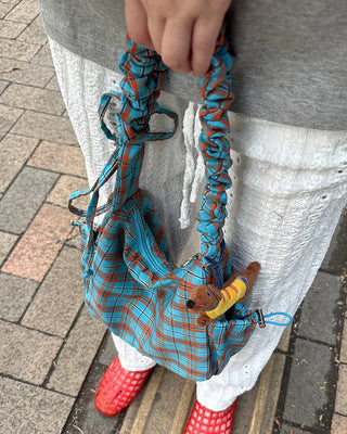 Checked gathered shoulder bag