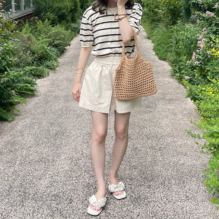 Striped short-sleeved knit