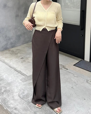 One-button side-wrap point slacks