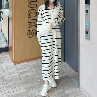Striped knit long dress