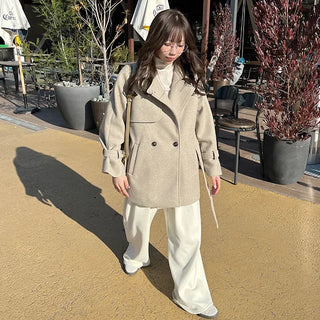 Belted trench short coat