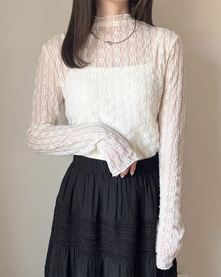 Flower sheer layered T-shirt