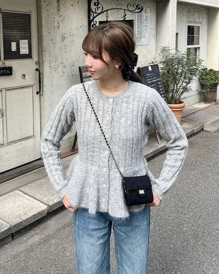 Peplum Rib Cardigan