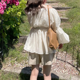 Off-shoulder chiffon blouse dress
