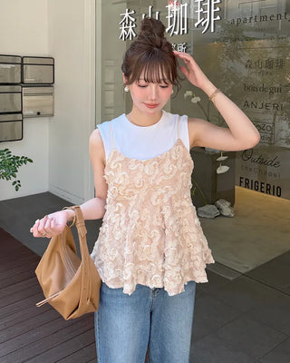 Flower corsage camisole bustier
