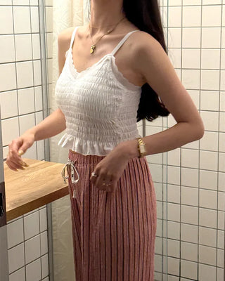 Striped String Point Elastic Waist Pants