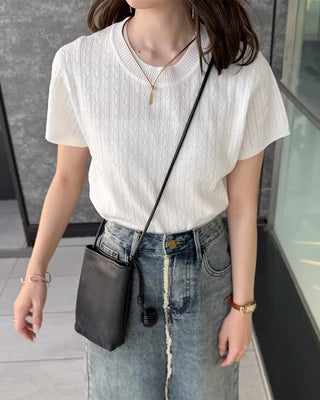 Perforated short-sleeved knit