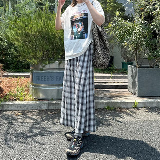 Checked Easy Long Skirt