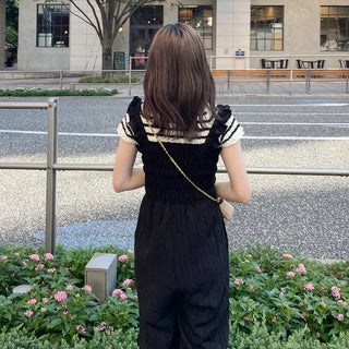 Shoulder Frill Washer Jumpsuit