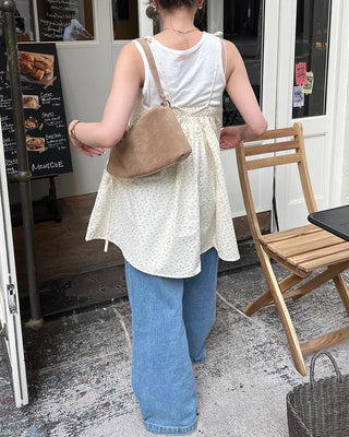 Square suede shoulder bag