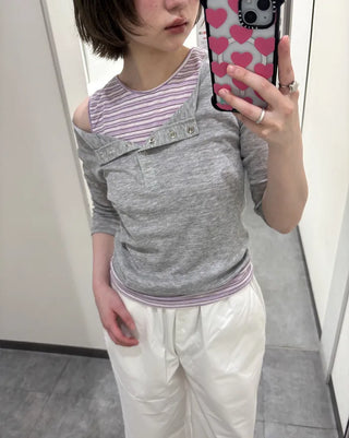 Henley Neck Sheer T-Shirt