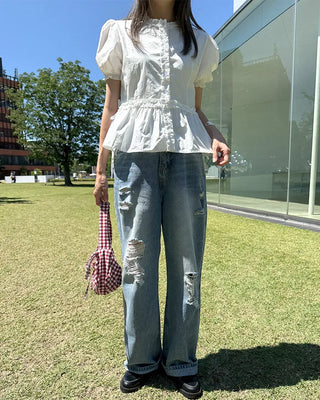 Vintage distressed denim pants