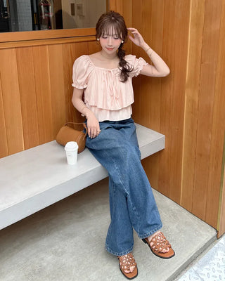 2-way string frill blouse