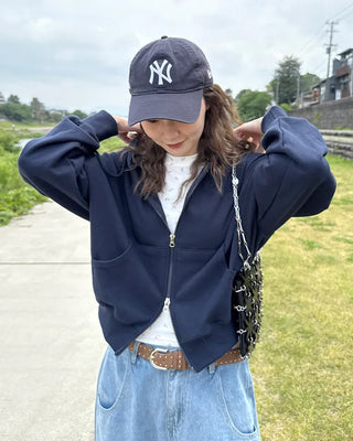 Two-way hooded zip-up