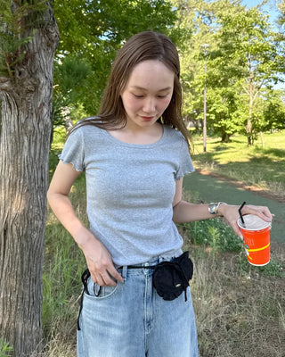 Short-sleeved T-shirt with perforations
