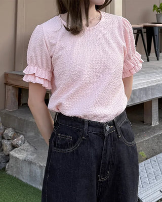 Can-can frill short-sleeved T-shirt