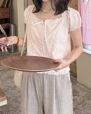 Heart Button Frill Blouse