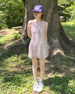 Flower pattern camisole mini dress