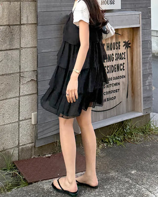 Can-can frill mini dress