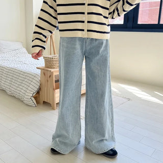 High-waisted bootcut denim pants