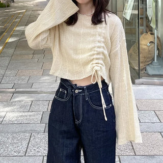 String Shirring Cropped Knit