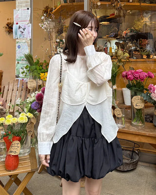Shirred Sheer Bustier & Blouse Set