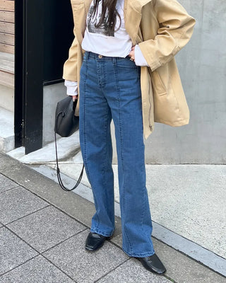Blue slit point denim pants