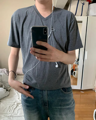 Layered Point V-neck Short-Sleeve T-Shirt