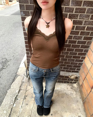 Lace camisole with built-in cups