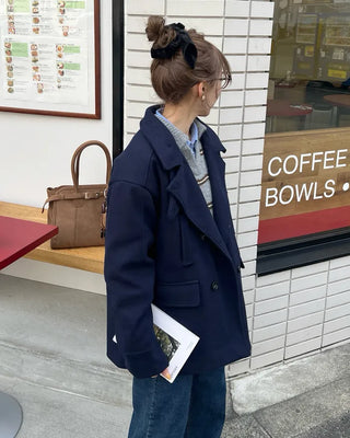 Double-breasted quilted coat