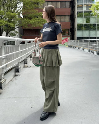 Pleated skirt wide slacks