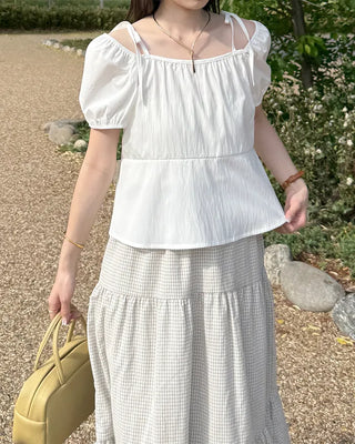 2-way ribbon strap blouse