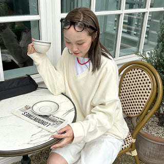 Simple Deep V-Neck Sweatshirt