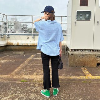 Side-slit bootcut pants