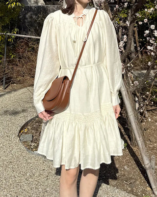 Frill String Point Shirring Dress
