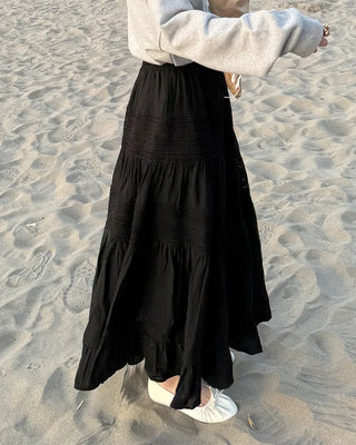 Lace tiered long skirt