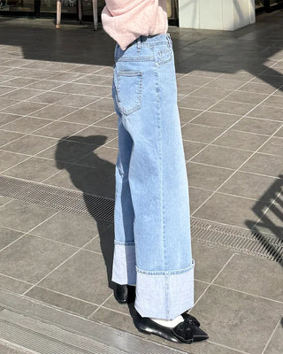 Wide bootcut denim pants