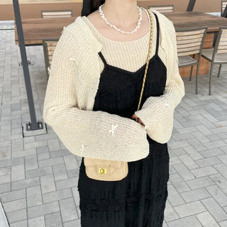 Ribbon detail knit bolero